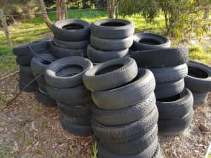 Old car tyres