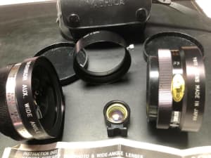 Yashica auxillary Telephoto and Wide angle lenses with Lens Hood