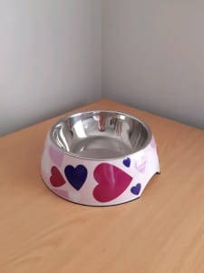 Stainless steal small pink pet bowl for cats/small dogs