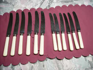 vintiage set of 12 bone handle knives firth brearly stainless