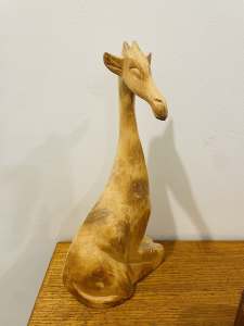 Wooden carved giraffe, 30cm tall, Pick Up West Moonah