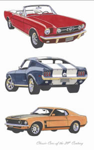 Classic Cars of the 20th century- Ford Mustangs Tea Towels