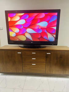 60” Tv & Solid wood buffet for sale