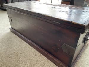 Antique wooden blanket box chest