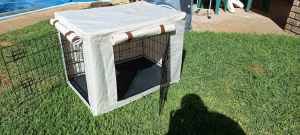 Dog crate complete with cover& a puppy playpen 