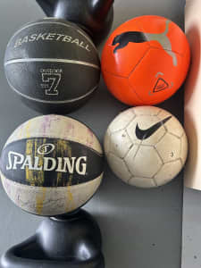 4 basket & soccer balls