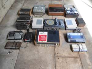 Vintage Lot of Audio Tape Players, Record Players, Cassette Amp Etc