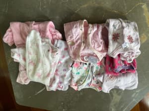 Baby girl 0-3 months onesies, less than $3 each