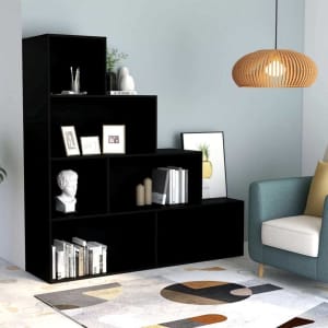Book Cabinet/Room Divider Black 155x24x160 cm Engineered Wood...