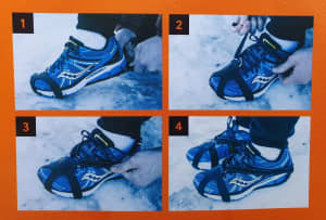 Strap-on non-slip spikes for safer walking/hiking on ice, snow/slush 