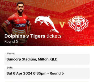 Rd 5 - Dolphins vs Wests Tigers (x4)