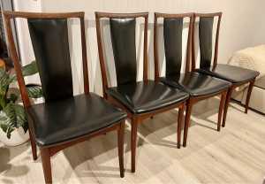 Parker Teak T- backs High back dining chairs x4 Mid Century Retro