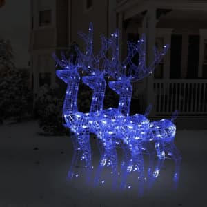 Acrylic Reindeer Christmas Decorations 3 pcs 120 cm Blue...