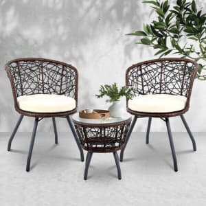Gardeon Outdoor Patio Chair and Table – Brown Buy Now Pay Later