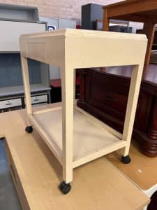 White Wooden trolley with drawer