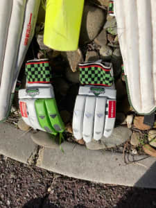 Cricket gloves, pads and 2x cricket bat youth size