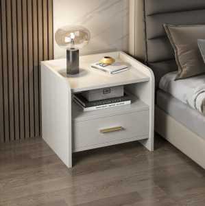 Serene Bedside Table Nightstand with Drawer (White)