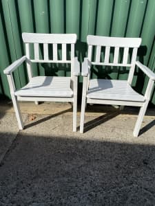 2 Wooden Arm Chairs $95.00 pair