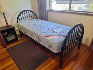 Single bed frame and mattress 
