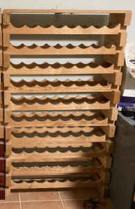 Modular Wooden Wine Rack holds 80 bottles, 8bottle rows by 10 high