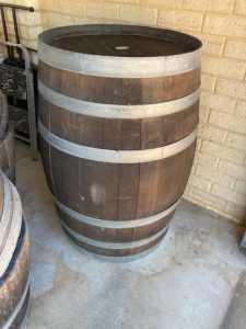 Whole wine barrel and suitable for outdoor entertaining.