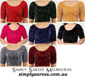 Stretchable Sequinned Velvet Saree Blouses - Online or Pickup
