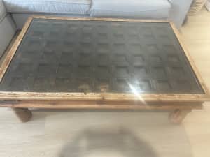 Coffee table made from old wooden wooden door