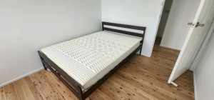 Double timber bed and mattress