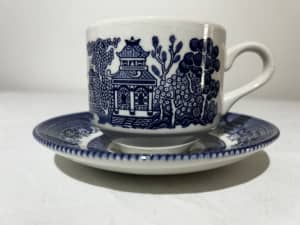 Vintage Blue Willow - Fine English Tea Cup & Saucer