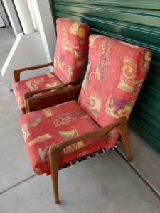Don Rex Queensland maple armchairs x2