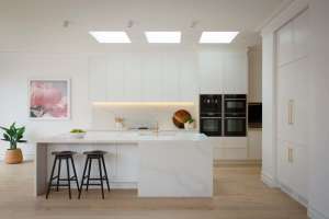 kitchen cabinets ( Shaker doors in a matte white finish )