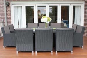 WICKER OUTDOOR DINING SETTING, 10 SEATS EUROPEAN STYLED