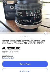 Tamron Wide Angle Lens 28mm f2.5
