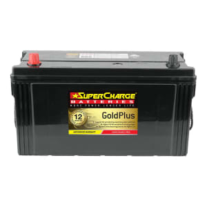 SUPERCHARGE GOLDPLUS MFN100 815 CCA 12 MONTH WARRANTY TRUCK BATTERY.