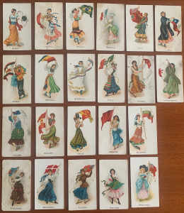 1908 WILLS Vice Regal Cigarette Cards - 22 x FLAG GIRLS OF ALL NATIONS