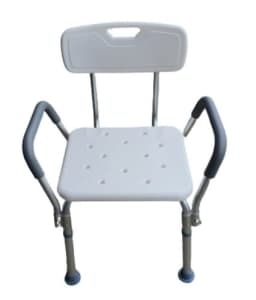 Shower Chair Stool with adjustable removable Back and Hand Rest