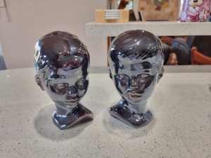 1980s ceramic boy & girl heads