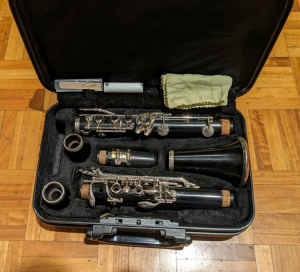Clarinet with accessories in carry case