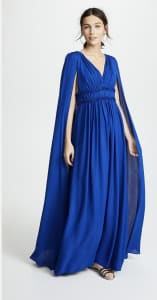 Marchessa Notte royal blue pure silk cape evening gown worn once