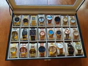 WATCH COLLECTION FOR SALE IN LEATHER DISPLAY CASE