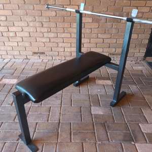 Weight lifting bench, bar & weights