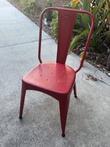 6 red dining chairs