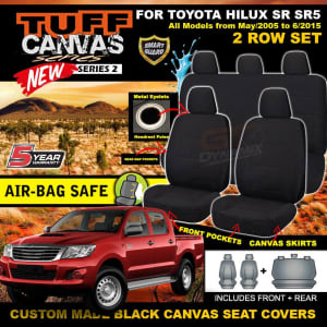 BLACK TUFF CANVAS S2 Seat Covers Toyota Hilux SR5 Dual Cab 2ROWs