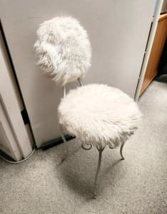 White Fluffy Vanity Chair