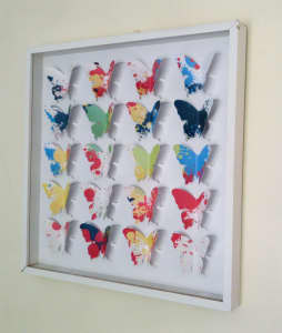 Color Splash Butterfly Modern Art Wall Hanging & 2x Butterfly 