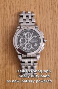 Seiko cronograph mens watch with free postage