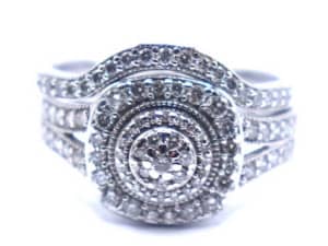 10ct White Gold Ladies Diamond Ring Size S - 033700239481