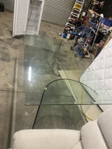 Glass dining table with chairs
