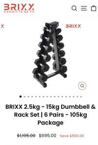 BRIXX 2.5kg - 15kg Dumbbell & Rack Set