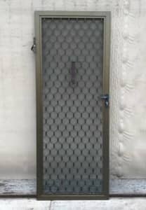 Bronze Diamond Grille Security Screen Door & Key - 1995mm H x 775mm W